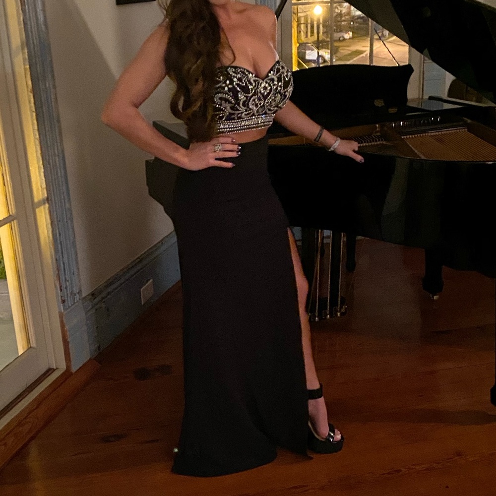 Two piece black prom dress size 6